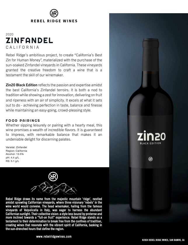 Rebel Ridge Zin20 Black Edition tech sheet thumbnail